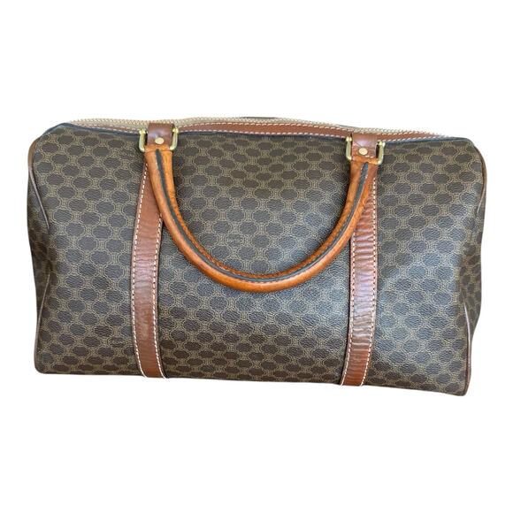 Celine Macadam Boston Bag Vintage Brown 2 Handle Classic Monogram Purse Handbag - Picture 2 of 16